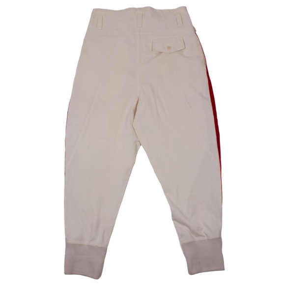 MAISON MARGIELA White Cotton Red Side Stripe High Waisted Pants - Picture 2 of 11